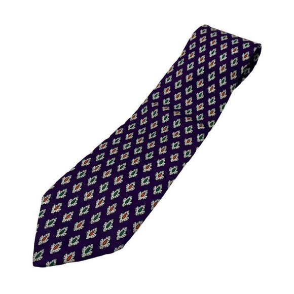 BROOKS BROTHERS Makers Men's Silk Necktie Designer Purple Green Orange‎ 59" Long - Picture 1 of 6